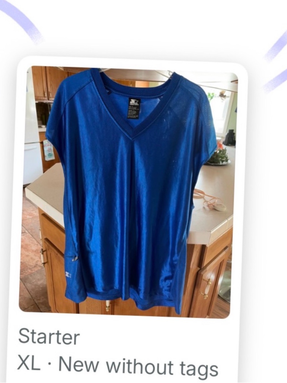 STARTER unisex Blue V-Neck Short Sleeve Top